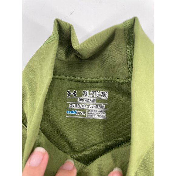 Under Armour Coldgear Compression Womens 2XL Mock Neck Base Layer Green Athletic - Picture 3 of 11